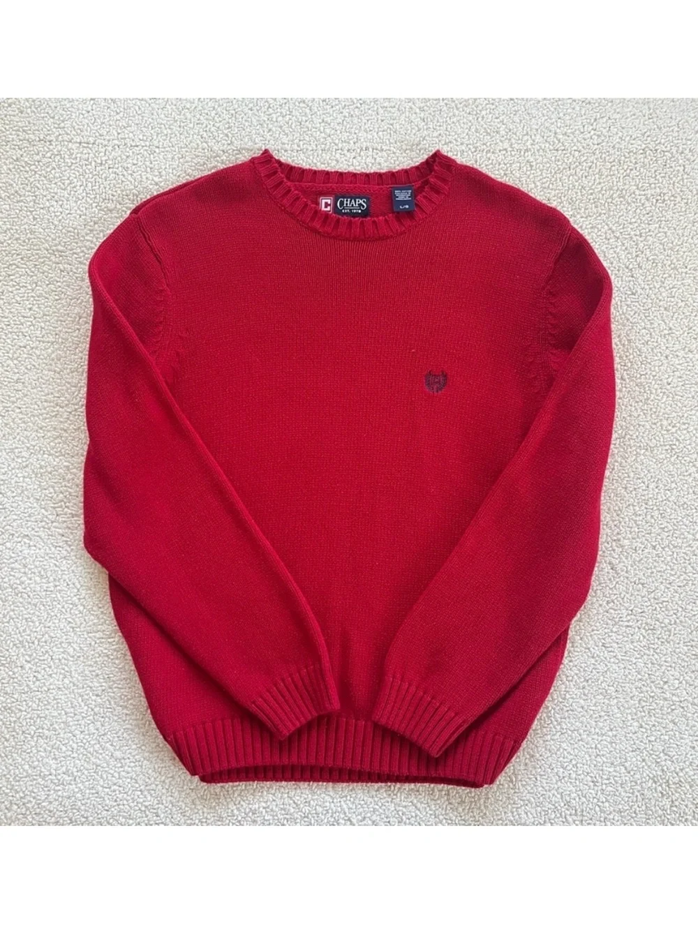 Chaps Men's Rich Red Crewneck Sweater preppy